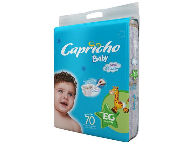 Fraldas Capricho Baby Tam EG 70 Unidades - Camada Interna Extra Suave com Aloe Vera