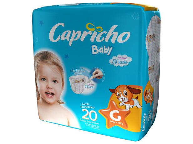 Fraldas Capricho Baby Tam G 20 Unidades - com Indicador de Umidade Menor preço em Fraldas Capricho Baby Tam G 20 Unidades - com Indicador de Umidade