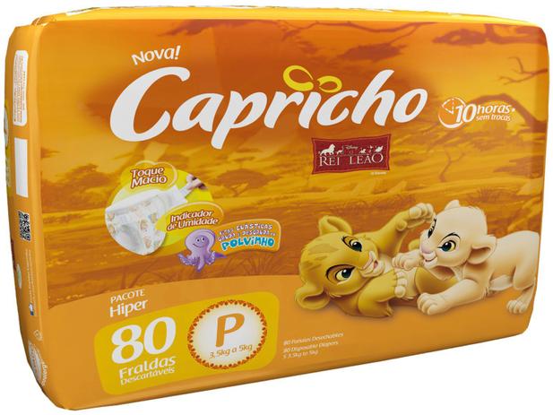 Fraldas Capricho Disney O Rei Leão Tam P 3,5 a 5kg - 80 Unidades