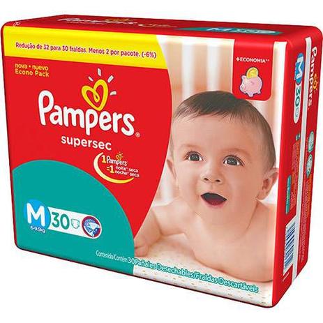 Fraldas Descartáveis Pampers Supersec M - 30 Unidades Menor preço em Fraldas Descartáveis Pampers Supersec M - 30 Unidades