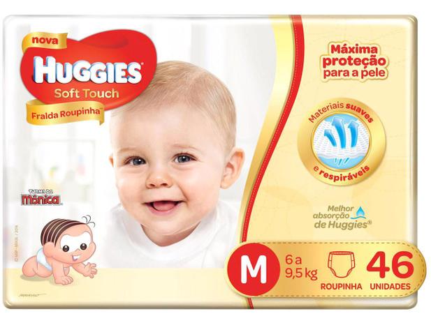 Fraldas Huggies Soft Touch Roupinha Tam M - 46 Unidades Menor preço em Fraldas Huggies Soft Touch Roupinha Tam M - 46 Unidades