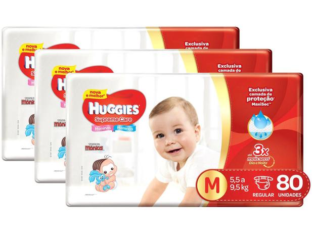 Fraldas Huggies Turma da Mônica Supreme Care Tam M - 3 Pacotes com 80 Unidades Cada Menor preço em Fraldas Huggies Turma da Mônica Supreme Care Tam M - 3 Pacotes com 80 Unidades Cada