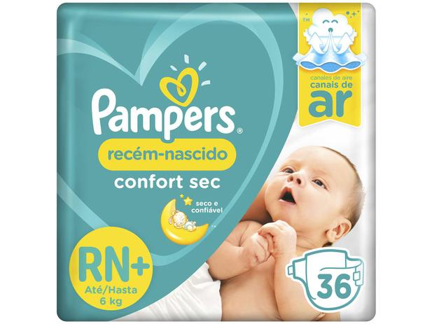 Fraldas Pampers Confort Sec Tam. RN - 36 Unidades Menor preço em Fraldas Pampers Confort Sec Tam. RN - 36 Unidades