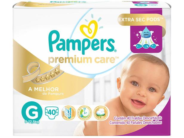 Fraldas Pampers Premium Care Tam G - 40 Unidades
