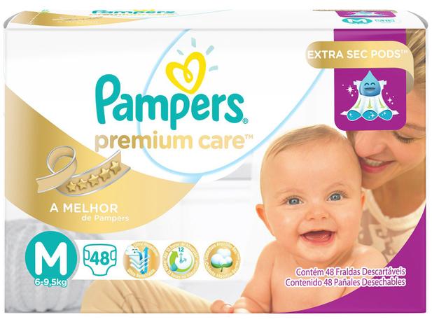 Fraldas Pampers Premium Care Tam M - 48 Unidades