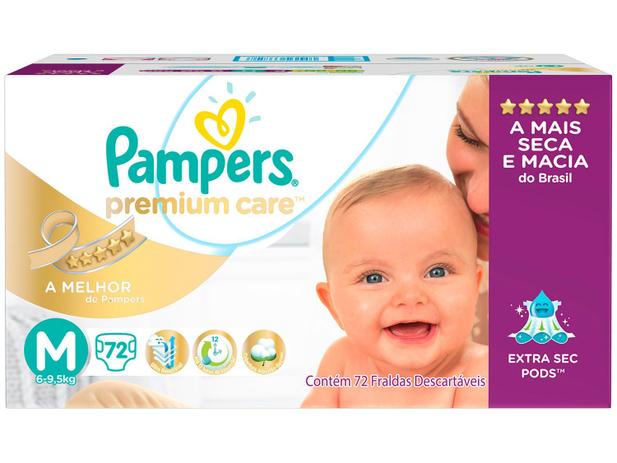 Fraldas Pampers Premium Care Tam M - 72 Unidades