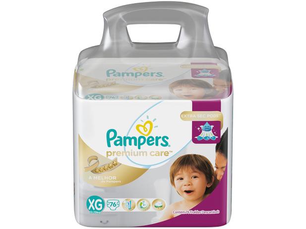 Fraldas Pampers Premium Care Tam. XG 76 Unidades - Extra Sec Pods