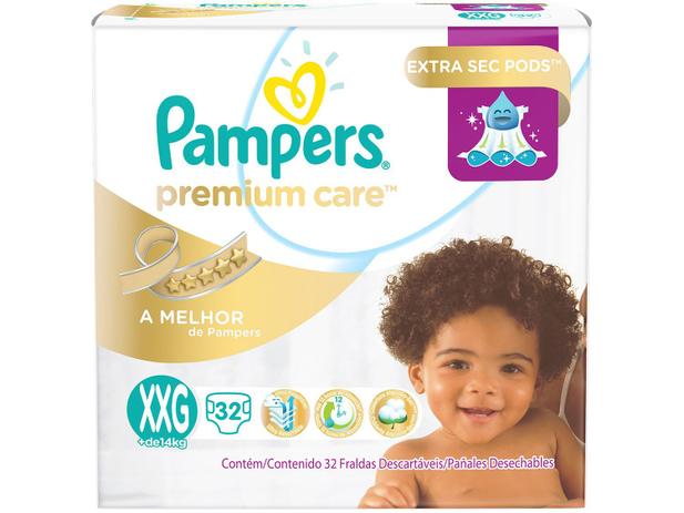 Fraldas Pampers Premium Care Tam XXG - 32 Unidades