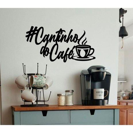 Frase Cantinho do café Aplique MDF 3mm Quadro vazado cozinha - Decotek Menor preço em Frase Cantinho do café Aplique MDF 3mm Quadro vazado cozinha - Decotek