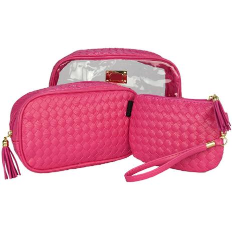Frasqueiras Necessaire Feminina Luxo Pink Kit 3 Peças CBRN08285 - Commerce brasil Menor preço em Frasqueiras Necessaire Feminina Luxo Pink Kit 3 Peças CBRN08285 - Commerce brasil