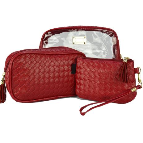 Frasqueiras Necessaire Feminina Luxo Vermelho Kit 3 Peças CBRN08315 - COMMERCE BRASIL Menor preço em Frasqueiras Necessaire Feminina Luxo Vermelho Kit 3 Peças CBRN08315 - COMMERCE BRASIL