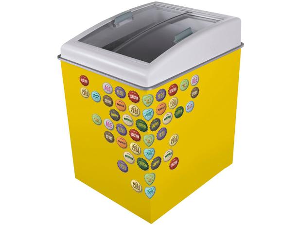 Freezer Horizontal 2 Tampas de Vidro Ártico - 100L Temática CA150T Yellow Beer 90221803 Menor preço em Freezer Horizontal 2 Tampas de Vidro Ártico - 100L Temática CA150T Yellow Beer 90221803