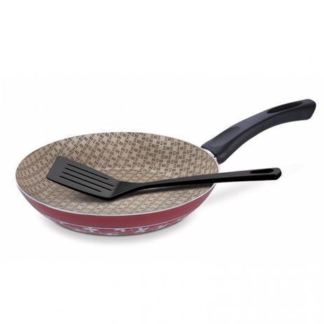 Frigideira Alumínio Antiaderente com Espátula 24cm Paris Tramontina Vermelho Menor preço em Frigideira Alumínio Antiaderente com Espátula 24cm Paris Tramontina Vermelho