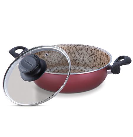 Frigideira Antiaderente com Alças e Tampa de Vidro Paris Tramontina - Vermelho / 26 Cm Menor preço em Frigideira Antiaderente com Alças e Tampa de Vidro Paris Tramontina - Vermelho / 26 Cm