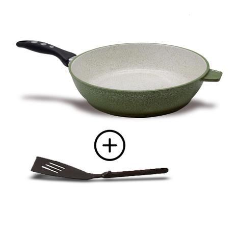 Frigideira Antiaderente revestimento de cerâmica 24cm Verde Casa Dona mais Espátula Menor preço em Frigideira Antiaderente revestimento de cerâmica 24cm Verde Casa Dona mais Espátula