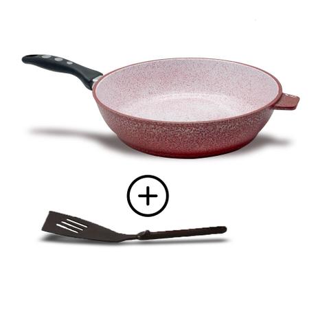 Frigideira Antiaderente revestimento de cerâmica 24cm Vermelho Casa Dona mais Espátula é boa?
