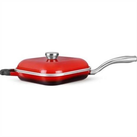 Frigideira com Tampa Quadrada MTA Proteus Gourmet em Alumínio Vermelho - 28 cm Menor preço em Frigideira com Tampa Quadrada MTA Proteus Gourmet em Alumínio Vermelho - 28 cm