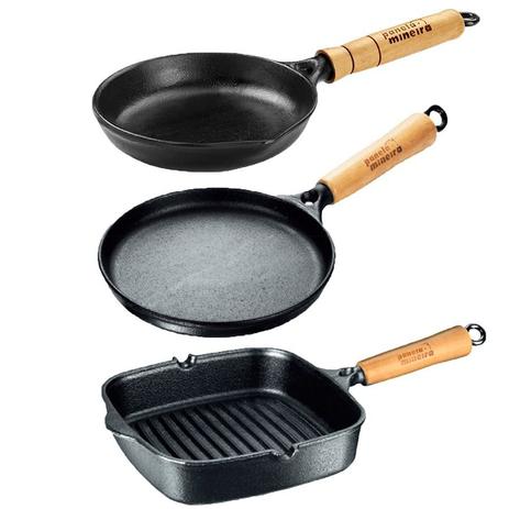 Frigideira Cook Grill + Tapioqueira + Frigideira Para Ovos - Panela mineira Menor preço em Frigideira Cook Grill + Tapioqueira + Frigideira Para Ovos - Panela mineira