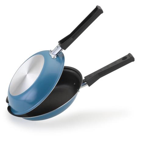 Frigideira Dupla Omeleteira Antiaderente N18 Azul Turquesa - Alumínio Nacional Menor preço em Frigideira Dupla Omeleteira Antiaderente N18 Azul Turquesa - Alumínio Nacional