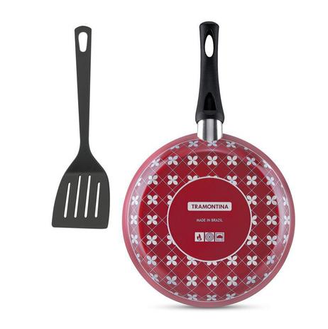 Frigideira Estampada em Alumínio Antiaderente Com Espátula de Nylon Tramontina Paris 22 cm Vermelha 20150/722 Menor preço em Frigideira Estampada em Alumínio Antiaderente Com Espátula de Nylon Tramontina Paris 22 cm Vermelha 20150/722