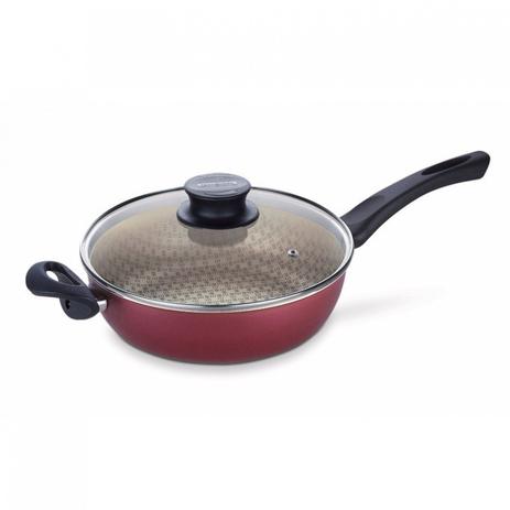 Frigideira Funda Alumínio com Tampa Vidro Paris Tramontina 26cm Vermelho Menor preço em Frigideira Funda Alumínio com Tampa Vidro Paris Tramontina 26cm Vermelho