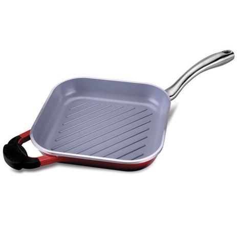 Frigideira Grill Proteus Gourmet Vermelho 24cm Revestimento Cerâmico - Mta Menor preço em Frigideira Grill Proteus Gourmet Vermelho 24cm Revestimento Cerâmico - Mta