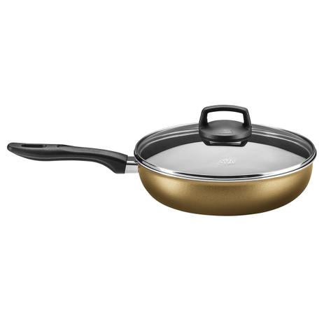 Frigideira MTA Supra Alumínio Antiaderente 22Cm Gold Tampa De Vidro Menor preço em Frigideira MTA Supra Alumínio Antiaderente 22Cm Gold Tampa De Vidro