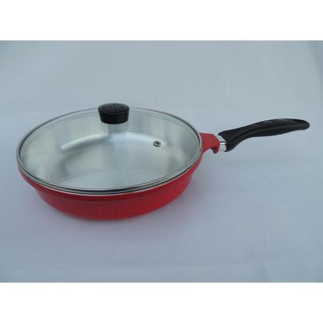 Frigideira n24 Funda c/Tpa Vidro Vermelha Alumínio Fundido 4227 - Cava Menor preço em Frigideira n24 Funda c/Tpa Vidro Vermelha Alumínio Fundido 4227 - Cava