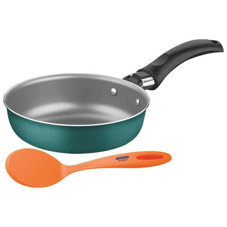 Frigideira para ovo com espátula 13 cm verde - Tramontina Menor preço em Frigideira para ovo com espátula 13 cm verde - Tramontina