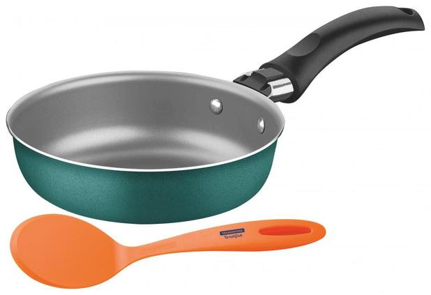 Frigideira Verde Para Ovo Alumínio 13cm com Espátula Breakfast Tramontina 27813003 Menor preço em Frigideira Verde Para Ovo Alumínio 13cm com Espátula Breakfast Tramontina 27813003
