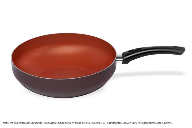Frigideira wok 28 cm terracota antiaderente de alumínio - MULTIFLON Menor preço em Frigideira wok 28 cm terracota antiaderente de alumínio - MULTIFLON