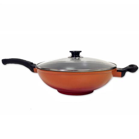 Frigideira Wok Alumínio Injetado Antiaderente 32 Trevo - Laranja Menor preço em Frigideira Wok Alumínio Injetado Antiaderente 32 Trevo - Laranja
