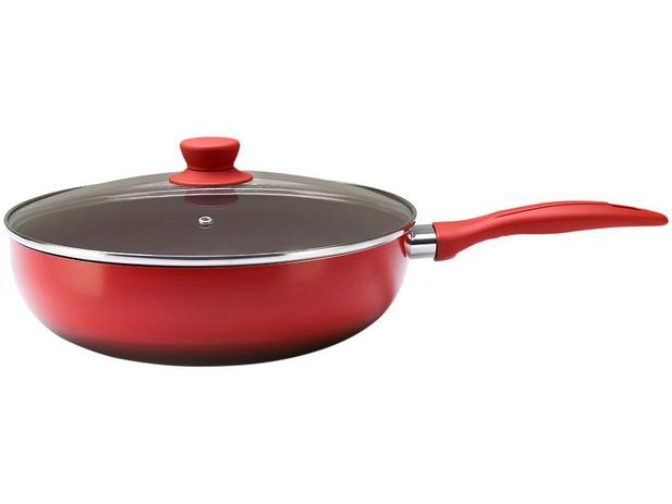 Frigideira Wok Antiaderente Brinox 28cm com Tampa - Vermelho Ceramic Life Smart Menor preço em Frigideira Wok Antiaderente Brinox 28cm com Tampa - Vermelho Ceramic Life Smart