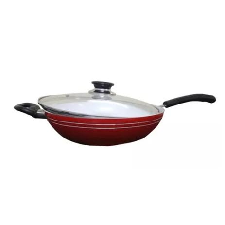 Frigideira Wok Antiaderente com Tampa Vermelha Cerâmica 30cm Idea Menor preço em Frigideira Wok Antiaderente com Tampa Vermelha Cerâmica 30cm Idea