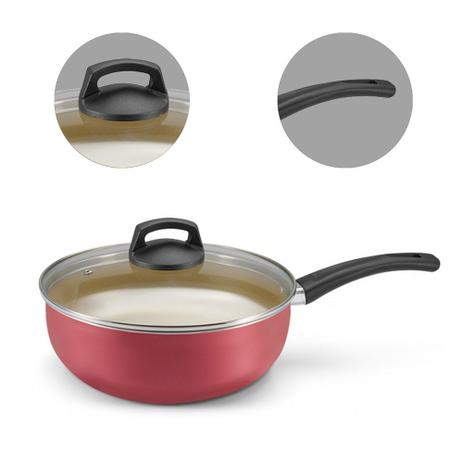 Frigideira wok com tampa de vidro 24cm cereja premium 05.12.065 - Panelux é boa?
