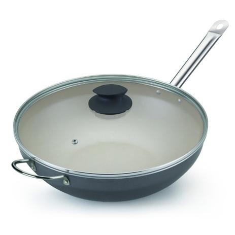 Frigideira Wok Nº 32 C/ Tampa E Antiaderente 33Cm Preto - Alumínio oliveira Menor preço em Frigideira Wok Nº 32 C/ Tampa E Antiaderente 33Cm Preto - Alumínio oliveira