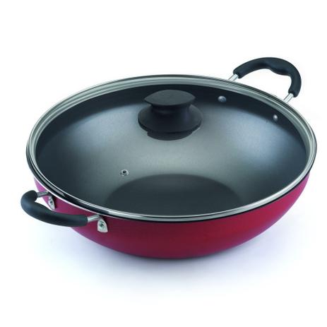 Frigideira Wok Nº 32 C/ Tampa E Antiaderente 33Cm Vermelho - Alumínio oliveira Menor preço em Frigideira Wok Nº 32 C/ Tampa E Antiaderente 33Cm Vermelho - Alumínio oliveira