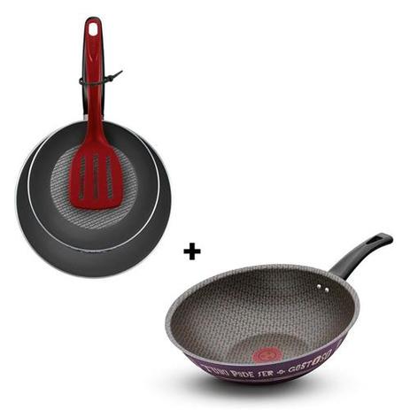 Frigideiras com Espátula Rochedo New Vitalle + Frigideira Wok 28cm Viva Rochedo - Roxo Menor preço em Frigideiras com Espátula Rochedo New Vitalle + Frigideira Wok 28cm Viva Rochedo - Roxo