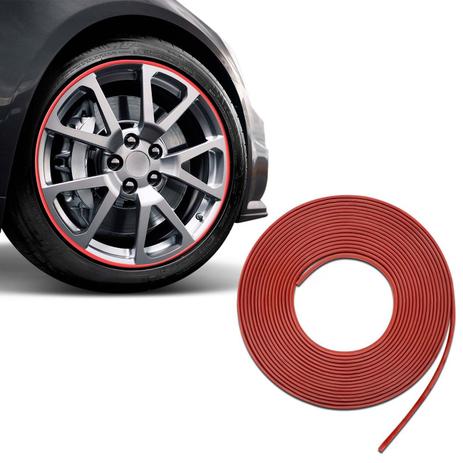 Friso Adesivo Protetor para Rodas de Liga Leve 8 Metros 8mm Vermelho Universal Guarnição Decorativa - Sanfil Menor preço em Friso Adesivo Protetor para Rodas de Liga Leve 8 Metros 8mm Vermelho Universal Guarnição Decorativa - Sanfil