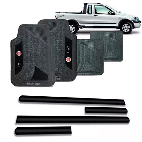 Friso lateral fiat strada 1995 a 2000 + jogo tapete pvc - Sp acessórios Menor preço em Friso lateral fiat strada 1995 a 2000 + jogo tapete pvc - Sp acessórios