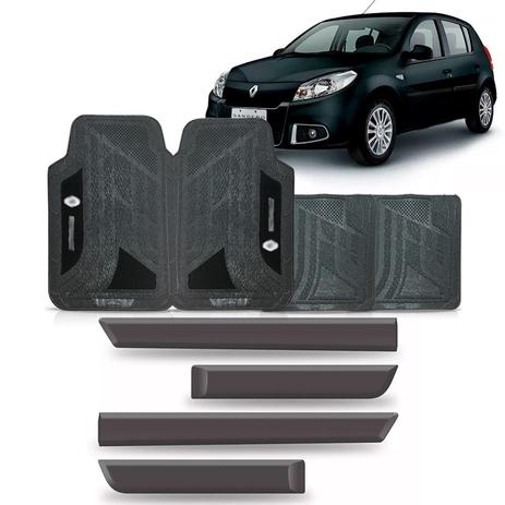 Friso lateral sandero 2008 a 2015 - cinza modelo original + jogo tapete - Sp acessórios Menor preço em Friso lateral sandero 2008 a 2015 - cinza modelo original + jogo tapete - Sp acessórios