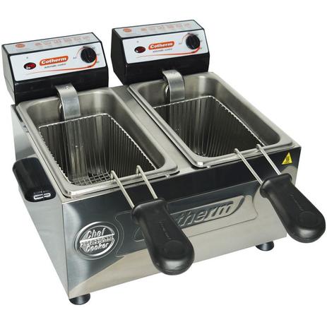Menor preço em Fritadeira Elétrica com Óleo 4 Litros 2 Cubas Industrial Profissional Cotherm Inox