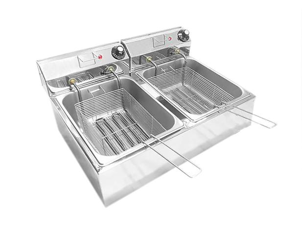 Fritadeira Elétrica Com Óleo Industrial 2 Cubas 10 Litros Aço Inox 6000W 220V ou 5000w 110V - Ipe Cozinhas