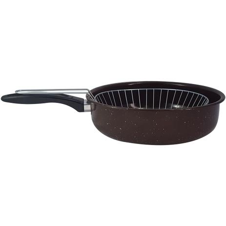 Fritadeira Frigideira 2,4l Esmaltada Com Cesto Cabo Plástico Marrom - Zanline Menor preço em Fritadeira Frigideira 2,4l Esmaltada Com Cesto Cabo Plástico Marrom - Zanline