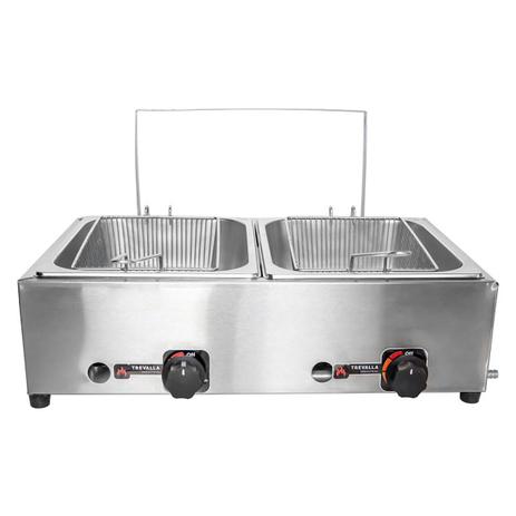 Fritadeira Profissional A Gás 2 Cubas Inox Trevalla FE-02 Cinza Menor preço em Fritadeira Profissional A Gás 2 Cubas Inox Trevalla FE-02 Cinza