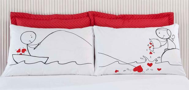 Fronhas Divertidas Amor Padrão Emoções Pescador de Corações Estampado com 2 peças - Aquarela Menor preço em Fronhas Divertidas Amor Padrão Emoções Pescador de Corações Estampado com 2 peças - Aquarela