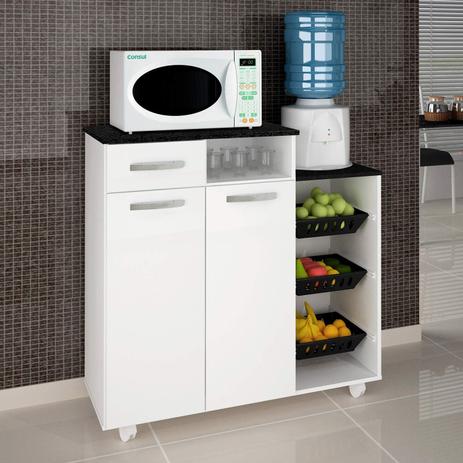 Fruteira 2 Portas 1 Gaveta Dália Kaiki Móveis Branco/Preto Menor preço em Fruteira 2 Portas 1 Gaveta Dália Kaiki Móveis Branco/Preto