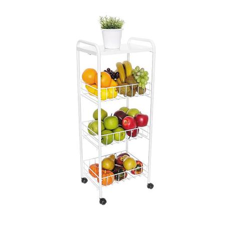 Fruteira aramada 3 cestos com tampo de madeira e rodas - metaltru é boa?