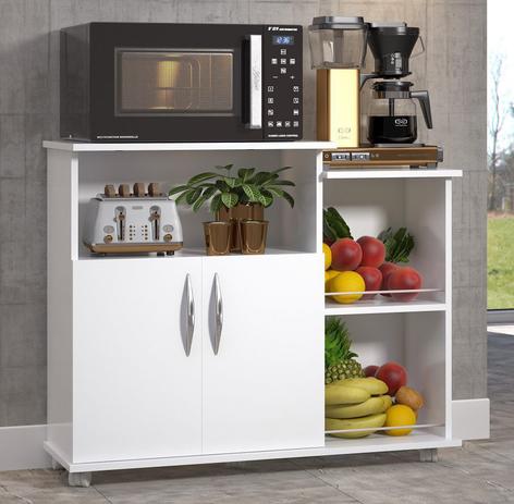Fruteira Armário Cozinha Branco Multiuso 2 Portas c/ Rodinha - Clickforte Menor preço em Fruteira Armário Cozinha Branco Multiuso 2 Portas c/ Rodinha - Clickforte