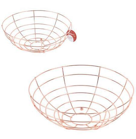 Fruteira / cesta de mesa aramado redonda metalizado cobre / rose 27cm de ø - Wellmix Menor preço em Fruteira / cesta de mesa aramado redonda metalizado cobre / rose 27cm de ø - Wellmix